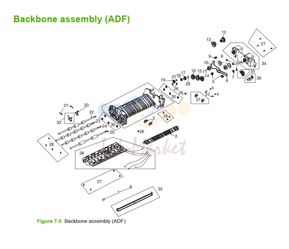HP M5025 M5035 Backbone Assembly ADF