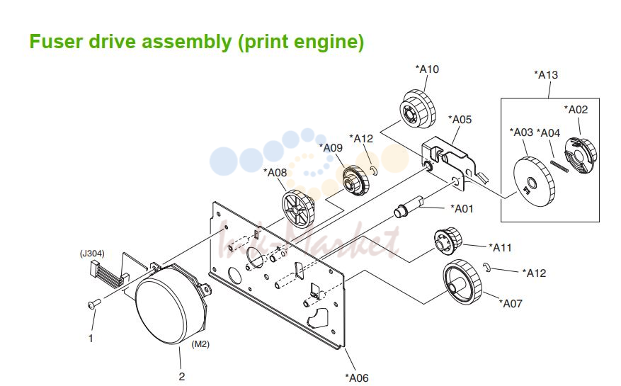 HP M5025 M5035 Fuser drive assembly print engine