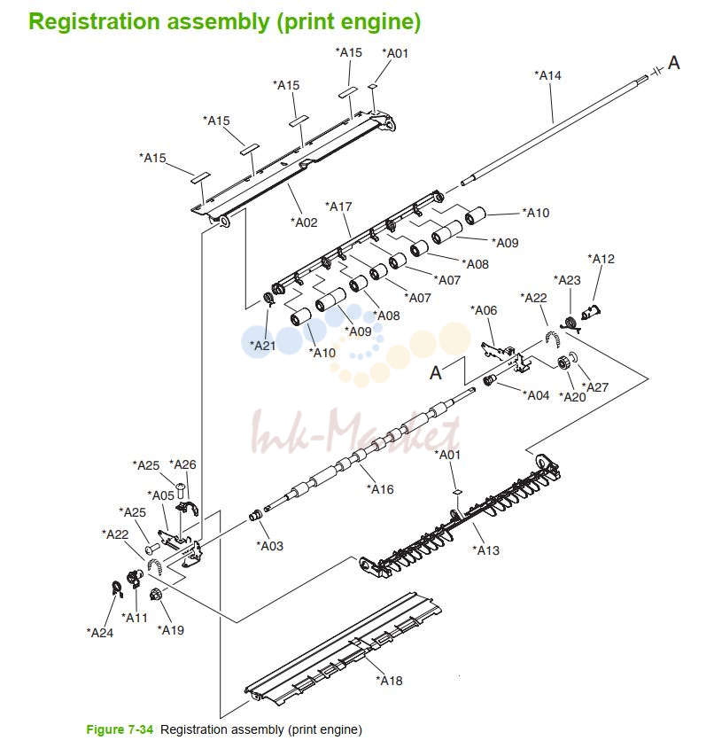 34. HP M5025 M5035 Registration assembly print engine