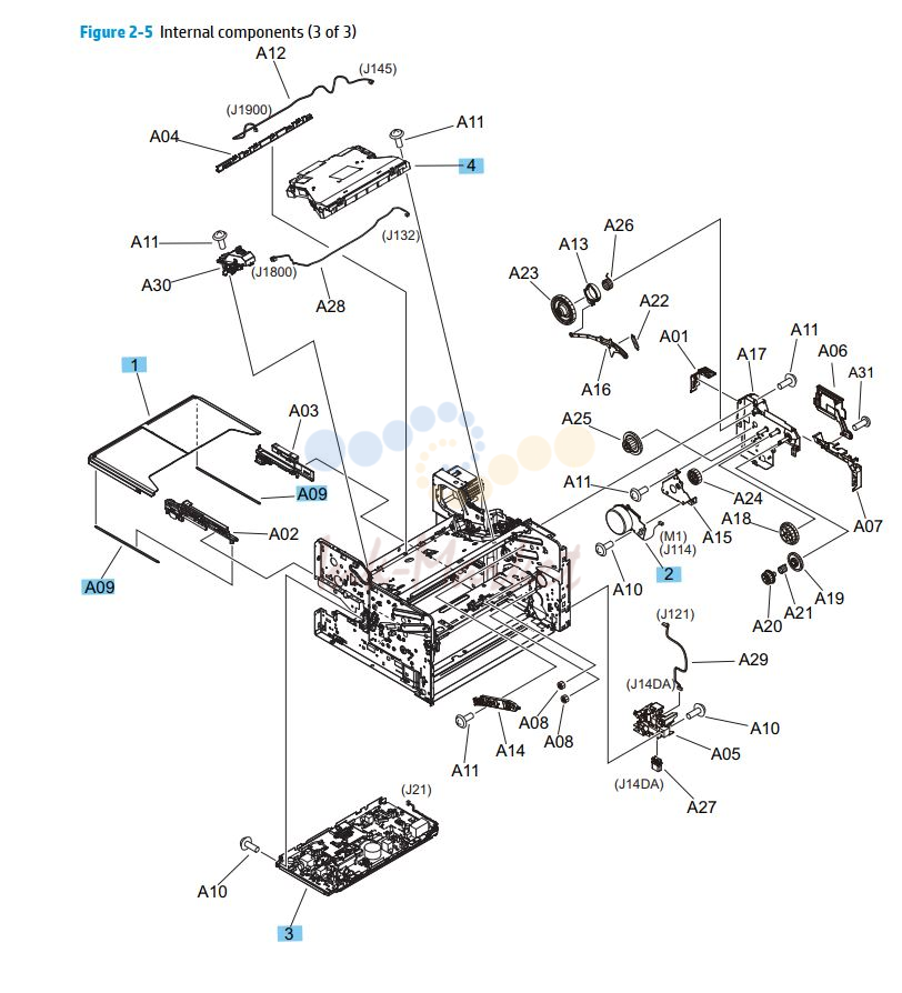 HP M701 M706 Internal assemblies 3 of 3 printer parts diagram