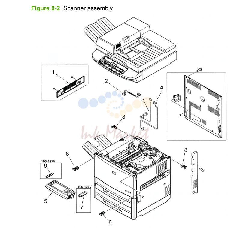 1. ● Tray 4 main body