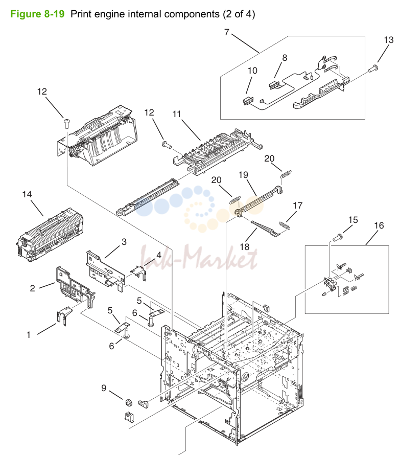 13. Figure 8-19 Print engine internal components (2 of 4)