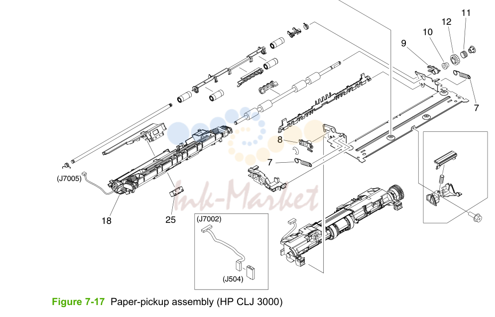 9. Paper-pickup assembly (HP CLJ 3000)