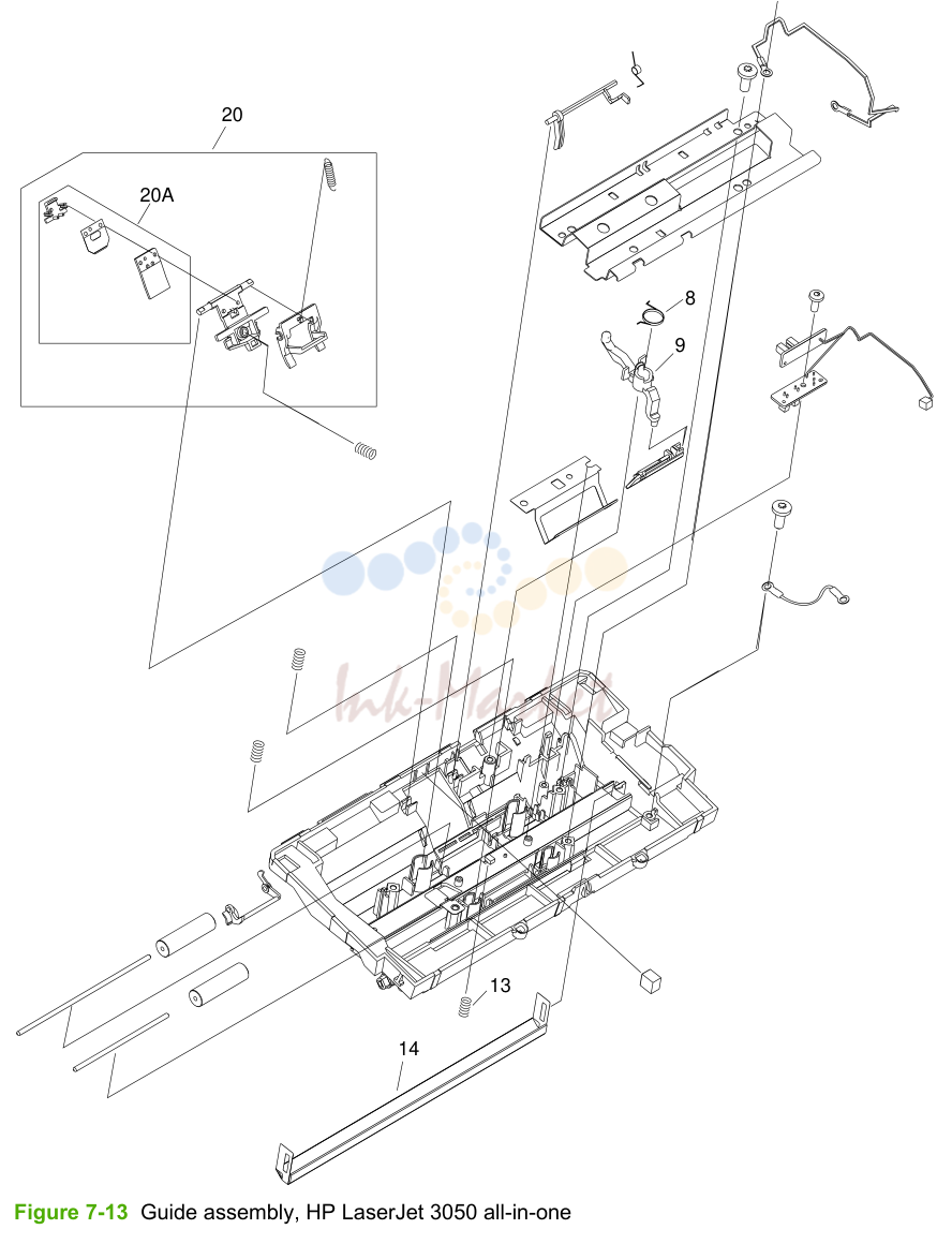 4. Guide assembly, HP LaserJet 3050 all-in-one