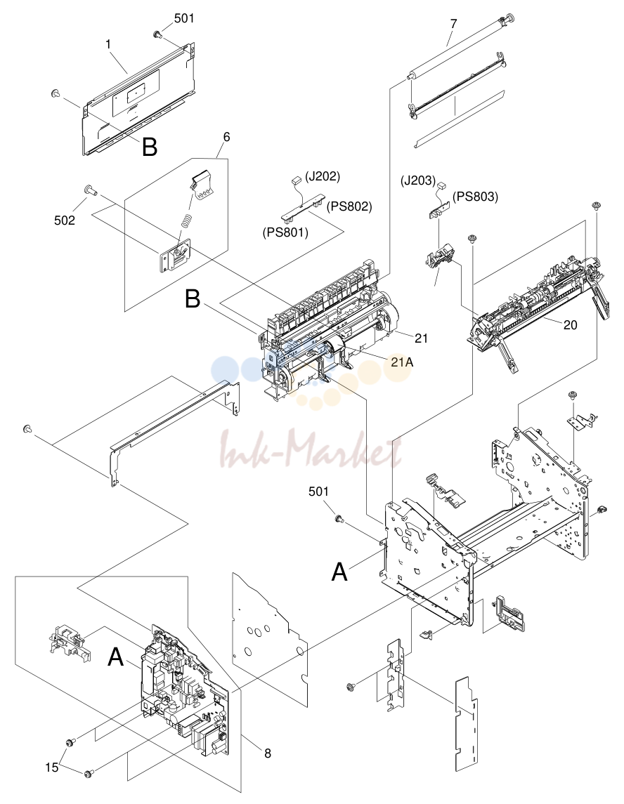 11. Internal components, printer (product base)