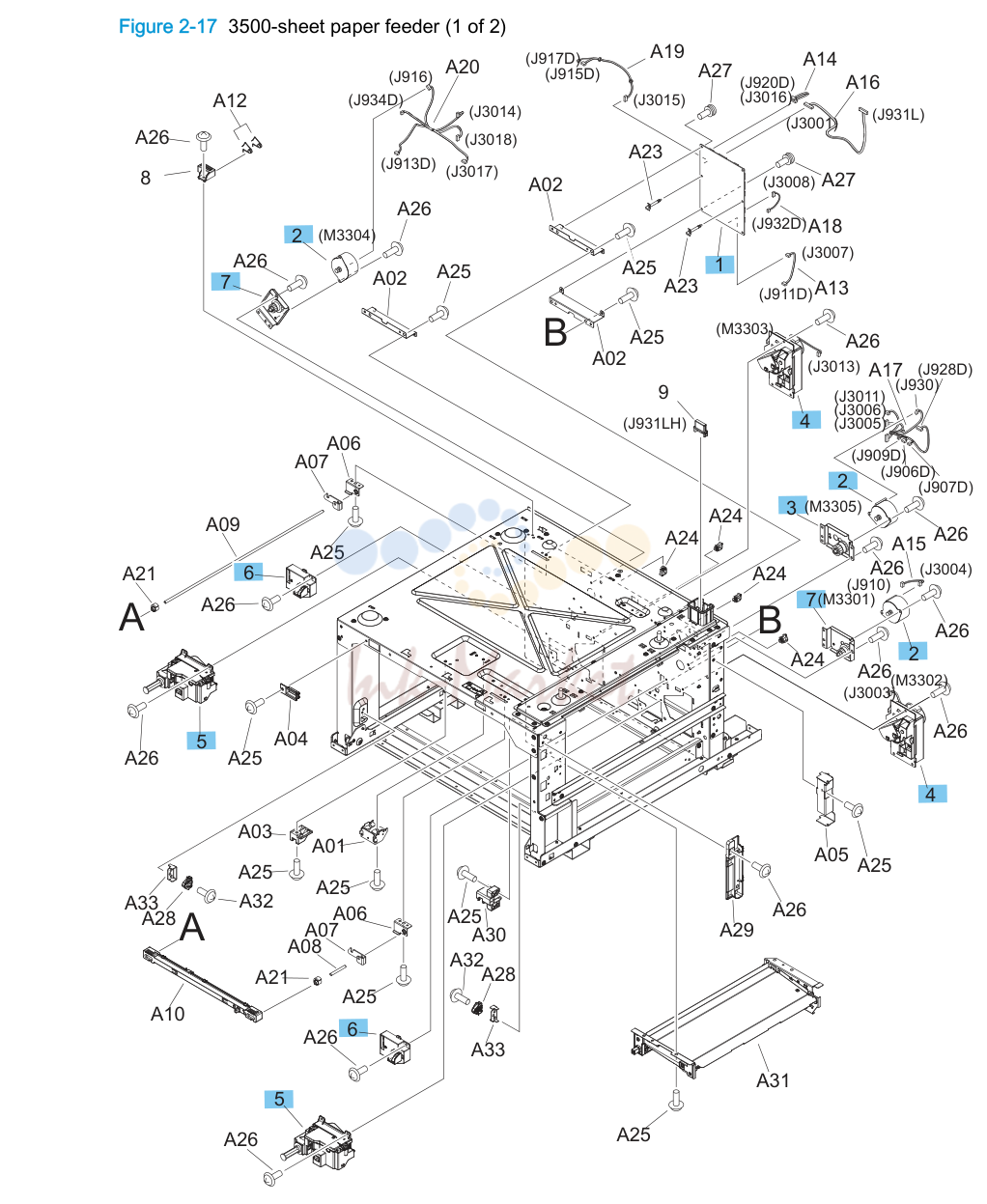 12. 3500-sheet paper deck components