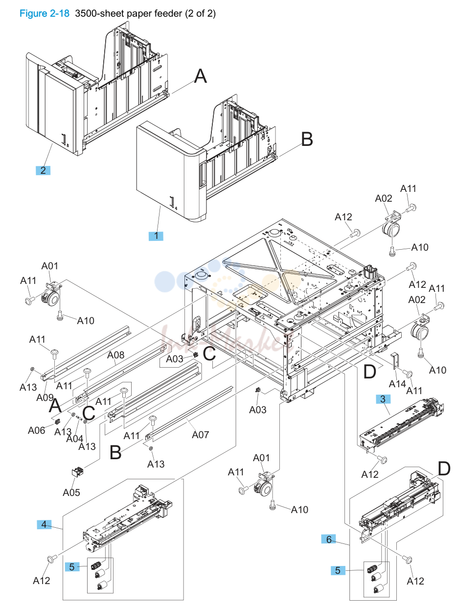 13. Figure 2-18 3500-sheet paper feeder (2 of 2)
