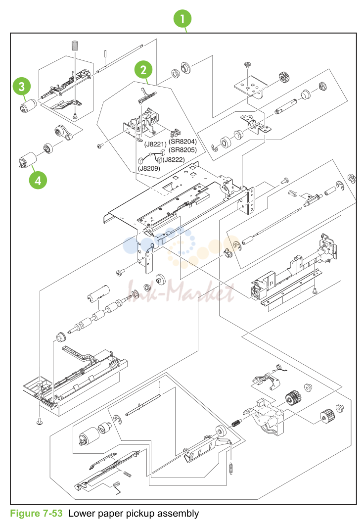 26. Figure 7-53 Lower paper pickup assembly