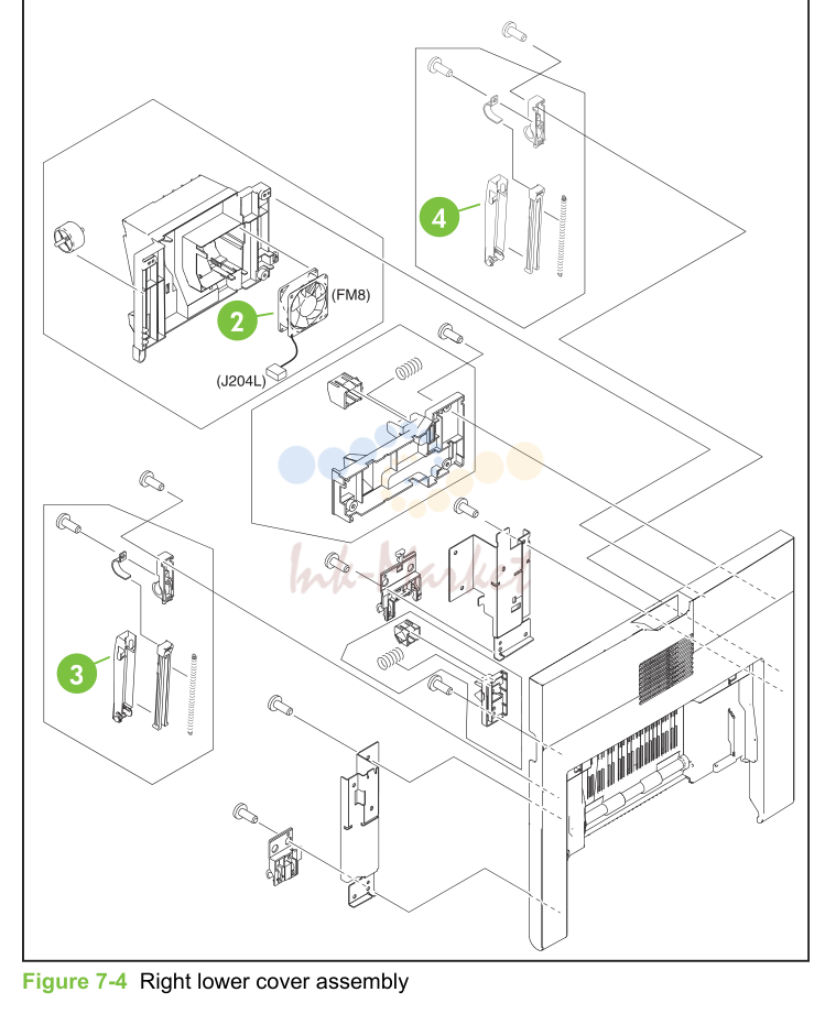 3. Figure 7-4 Right lower cover assembly
