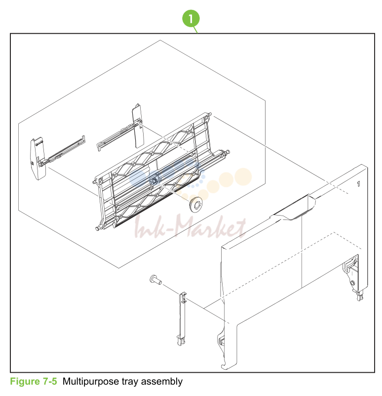 4. Figure 7-5 Multipurpose tray assembly