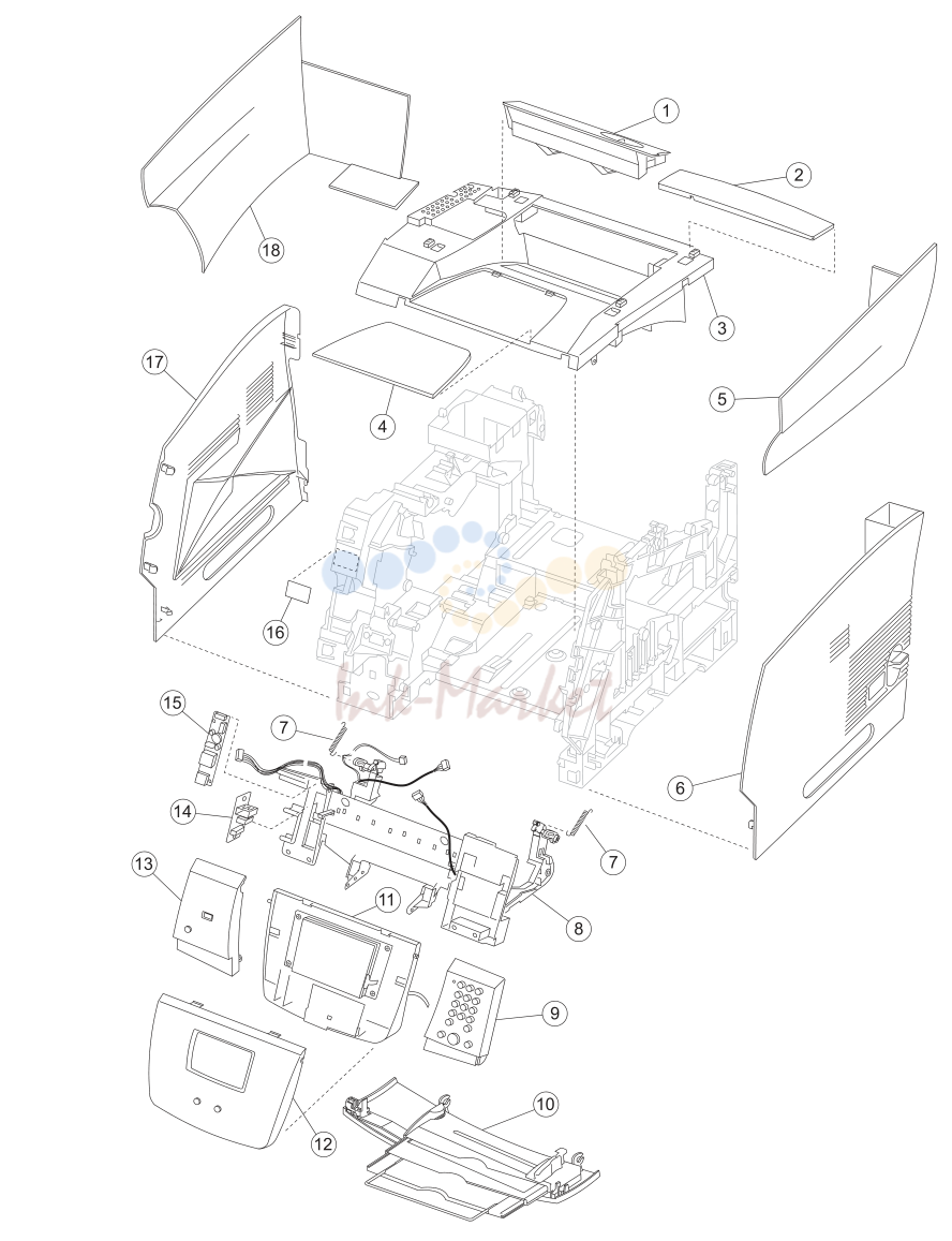 2. Assembly 1 (continued): Covers-printer (model X642e)