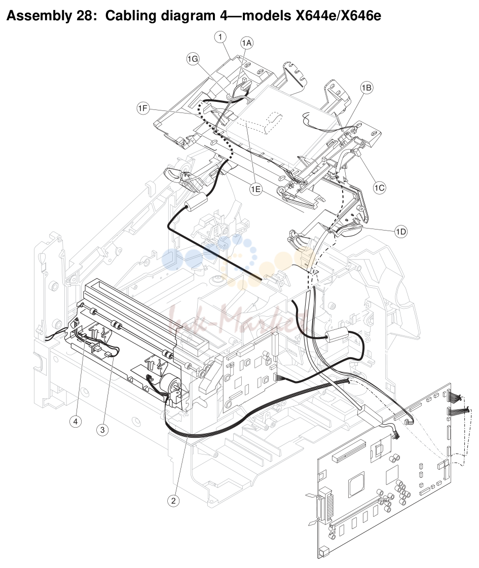 20. Assembly 28: Cabling diagram 4-models X644e/X646e