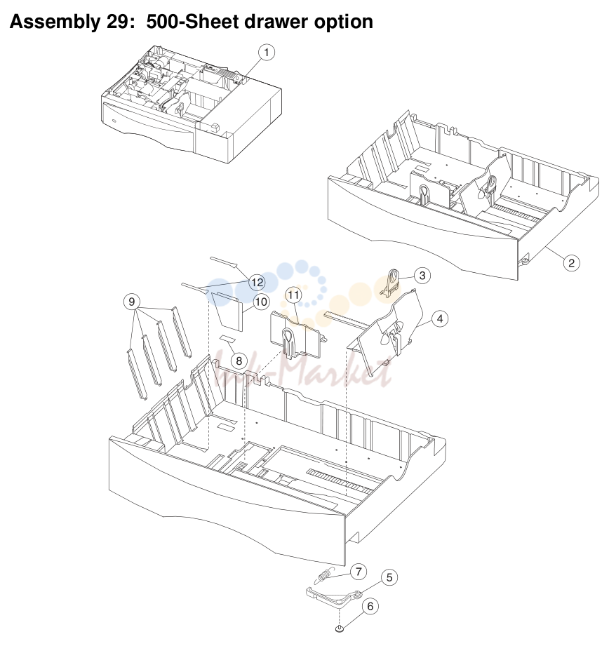 16. Assembly 29: 500-Sheet drawer option
