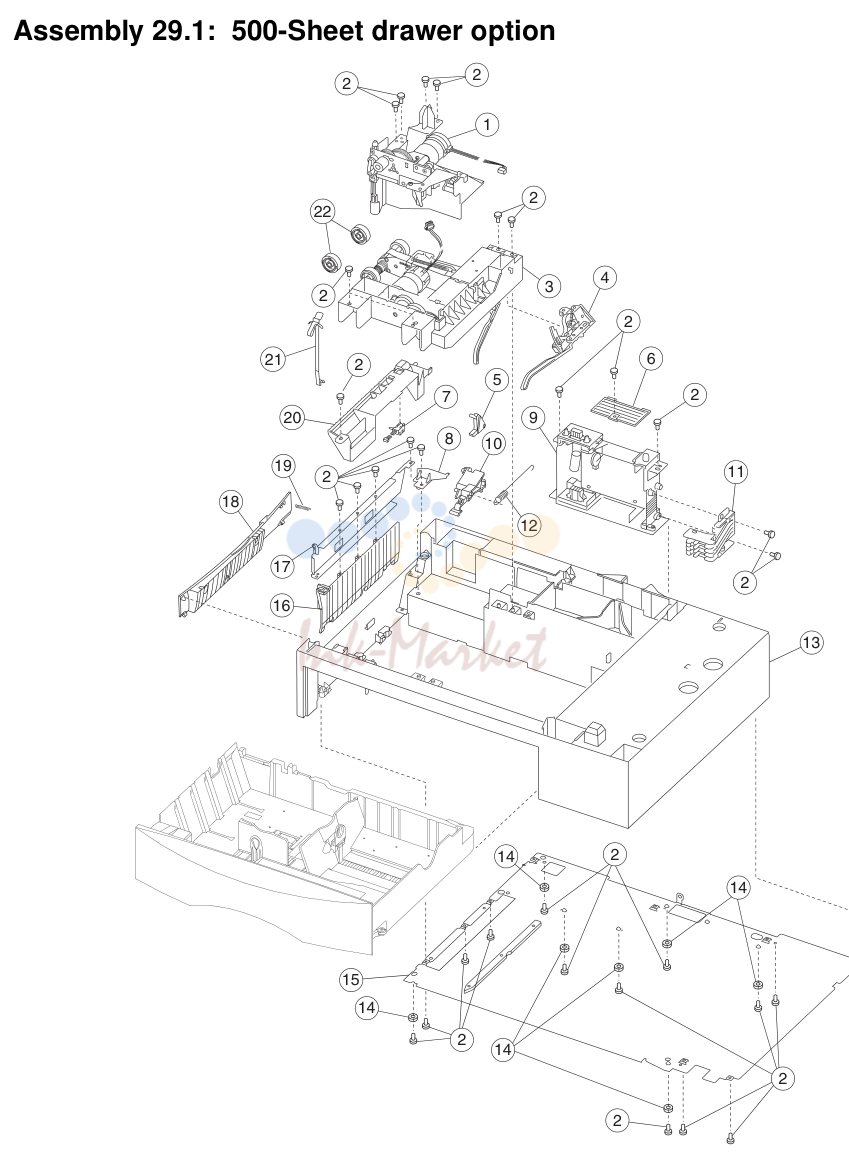 17. Assembly 29.1: 500-Sheet drawer option