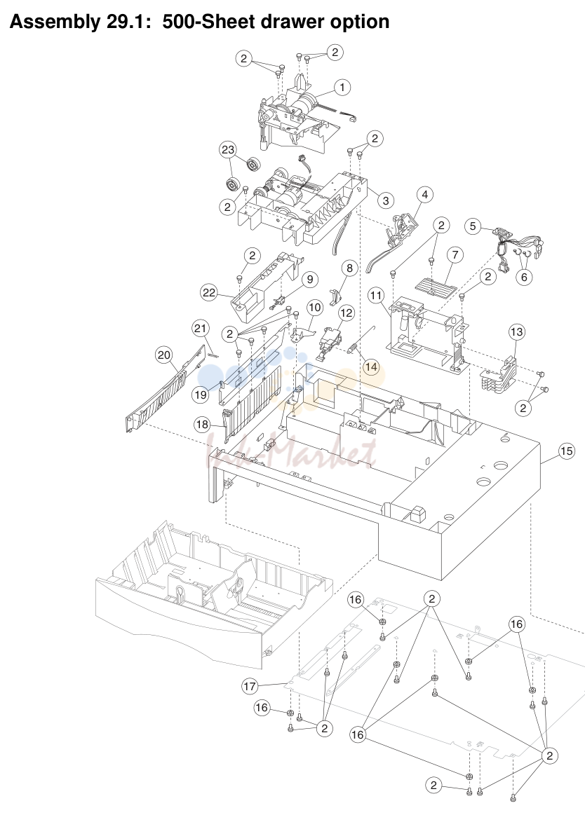 19. Assembly 29.1: 500-Sheet drawer option