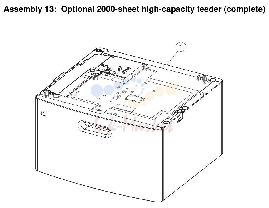 15. Assembly 13: Optional 2000-sheet high-capacity feeder (complete)