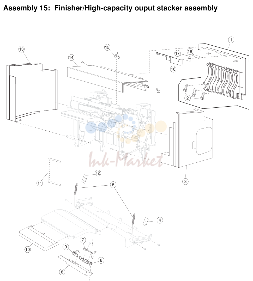 16. Assembly 15: Finisher/High-capacity ouput stacker assembly