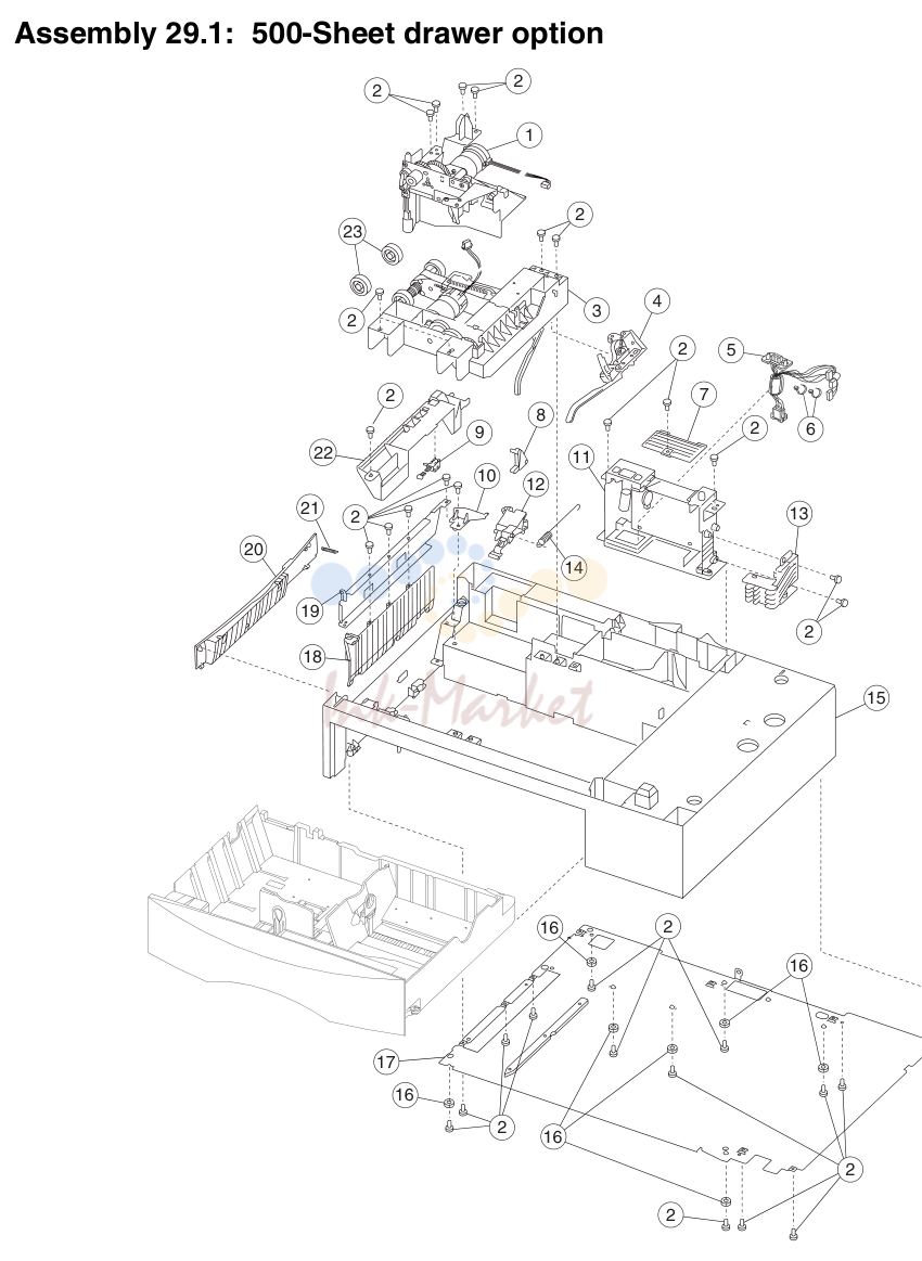 18. Assembly 29.1: 500-Sheet drawer option