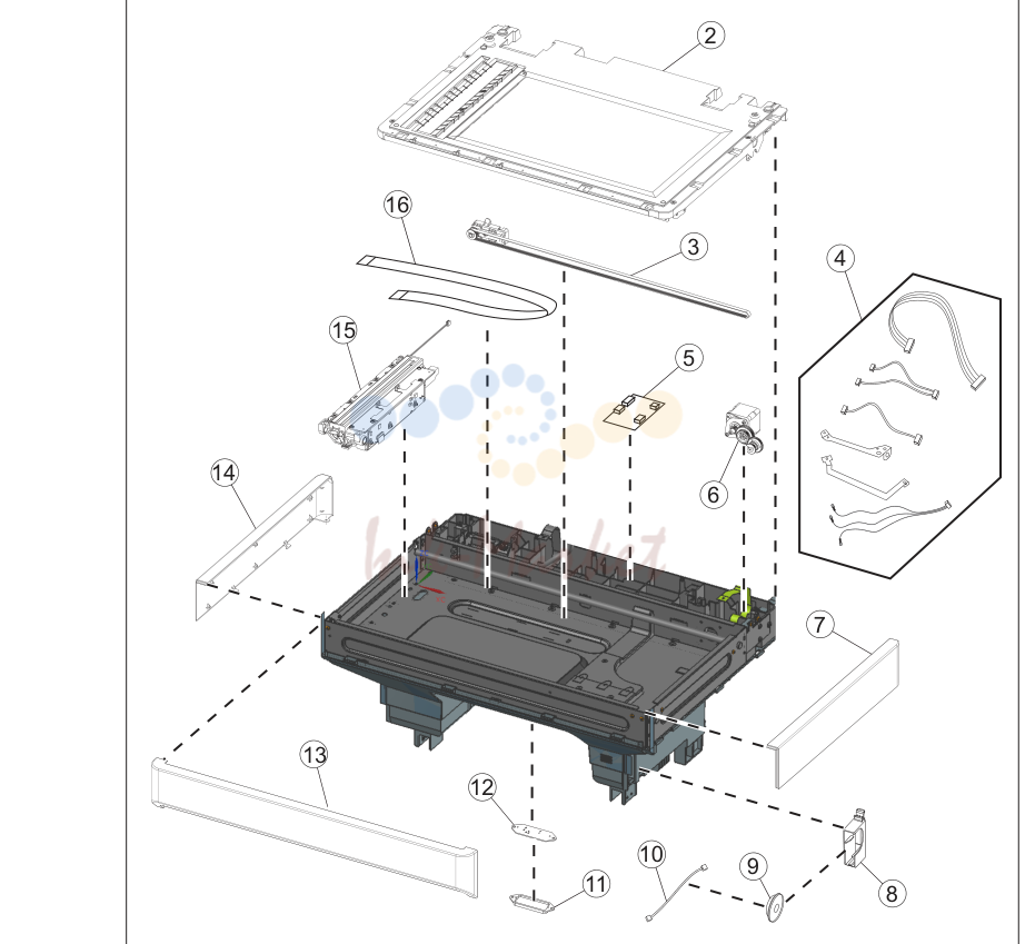 16. Assembly 16: Flatbed scanner (MX710 and MX711)