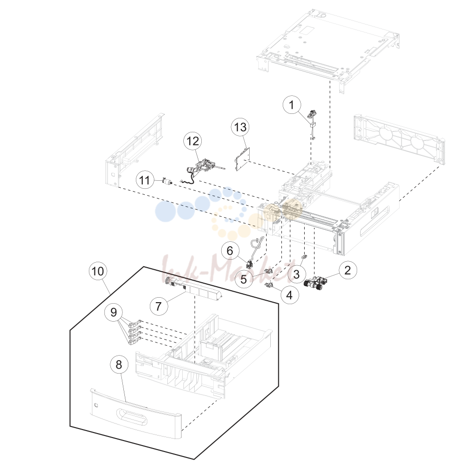 20. Assembly 21: 550-sheet tray option (MX710 and MX711)