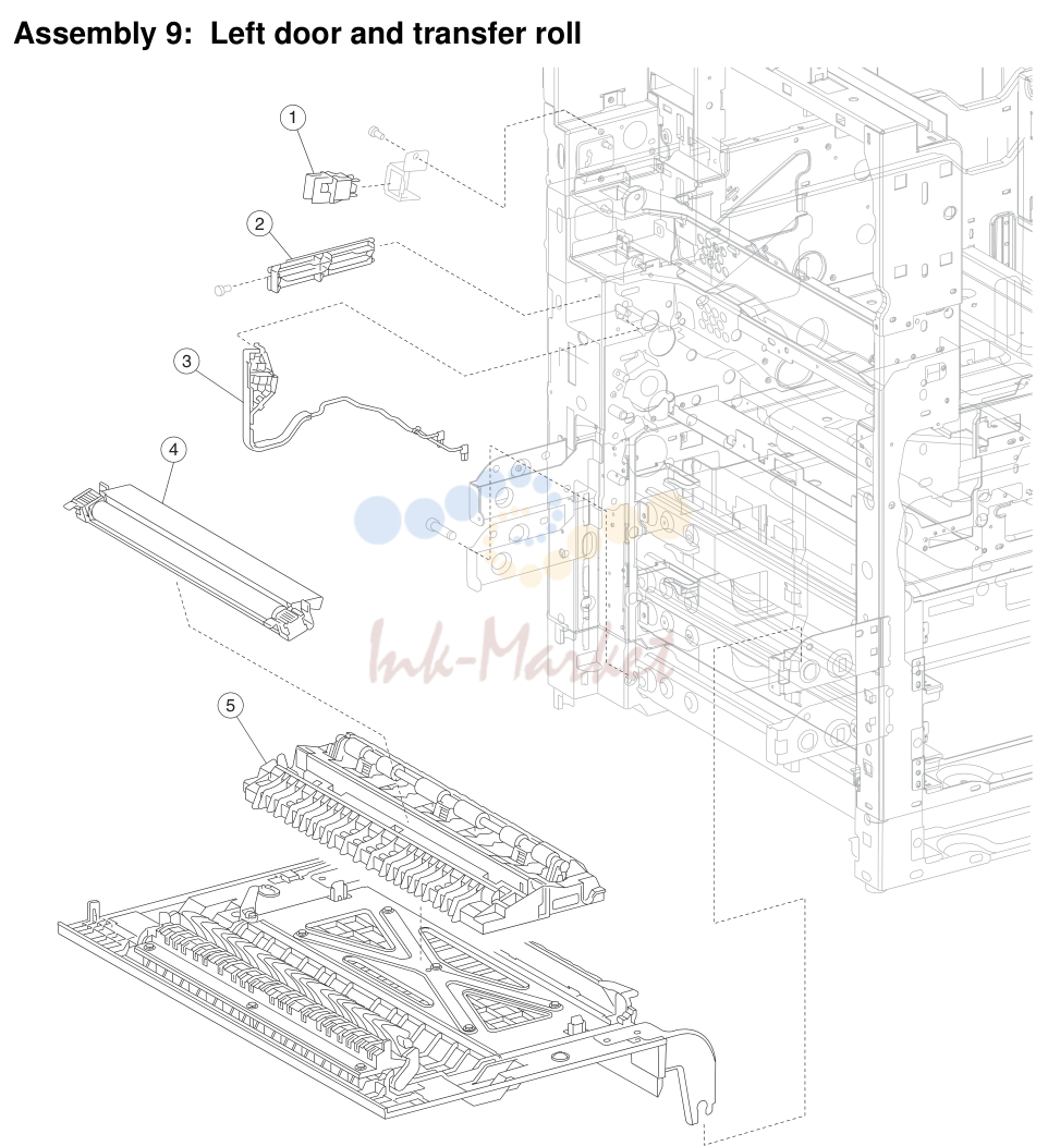 9. Assembly 9: Left door and transfer roll