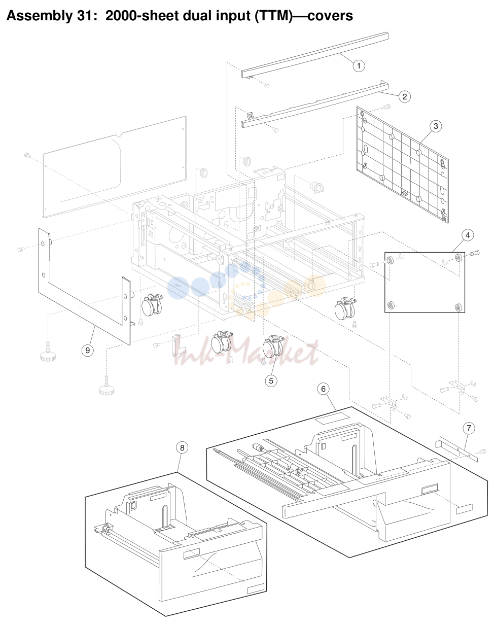 32. Assembly 31: 2000-sheet dual input (TTM)-covers
