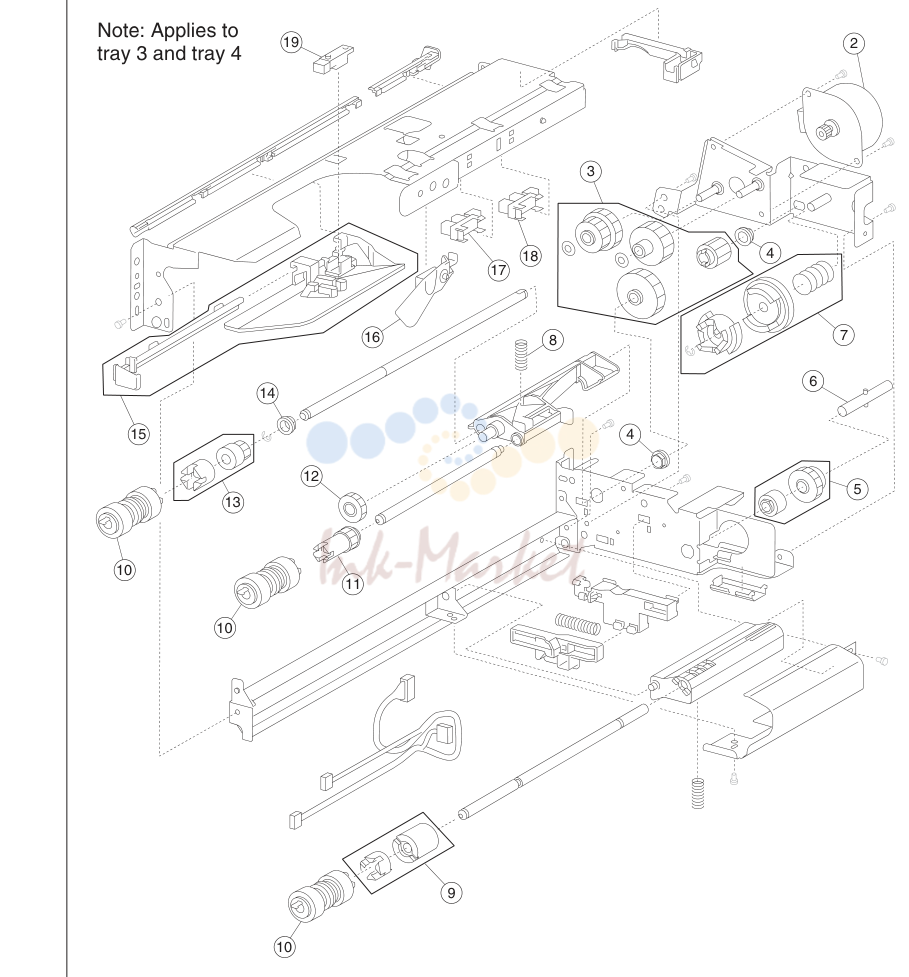 37. Assembly 36: 2000-sheet dual input (TTM)-media feed unit