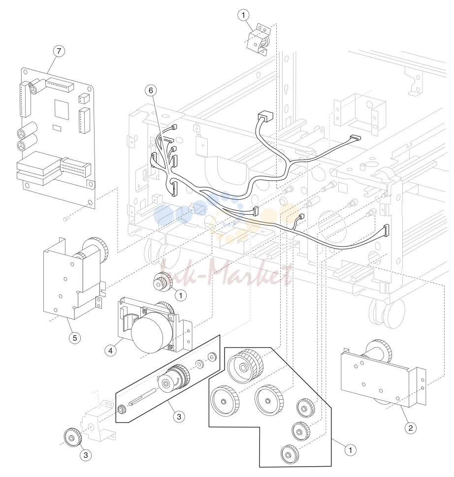 39. Assembly 38: 2000-sheet dual input (TTM)-drive and electrical