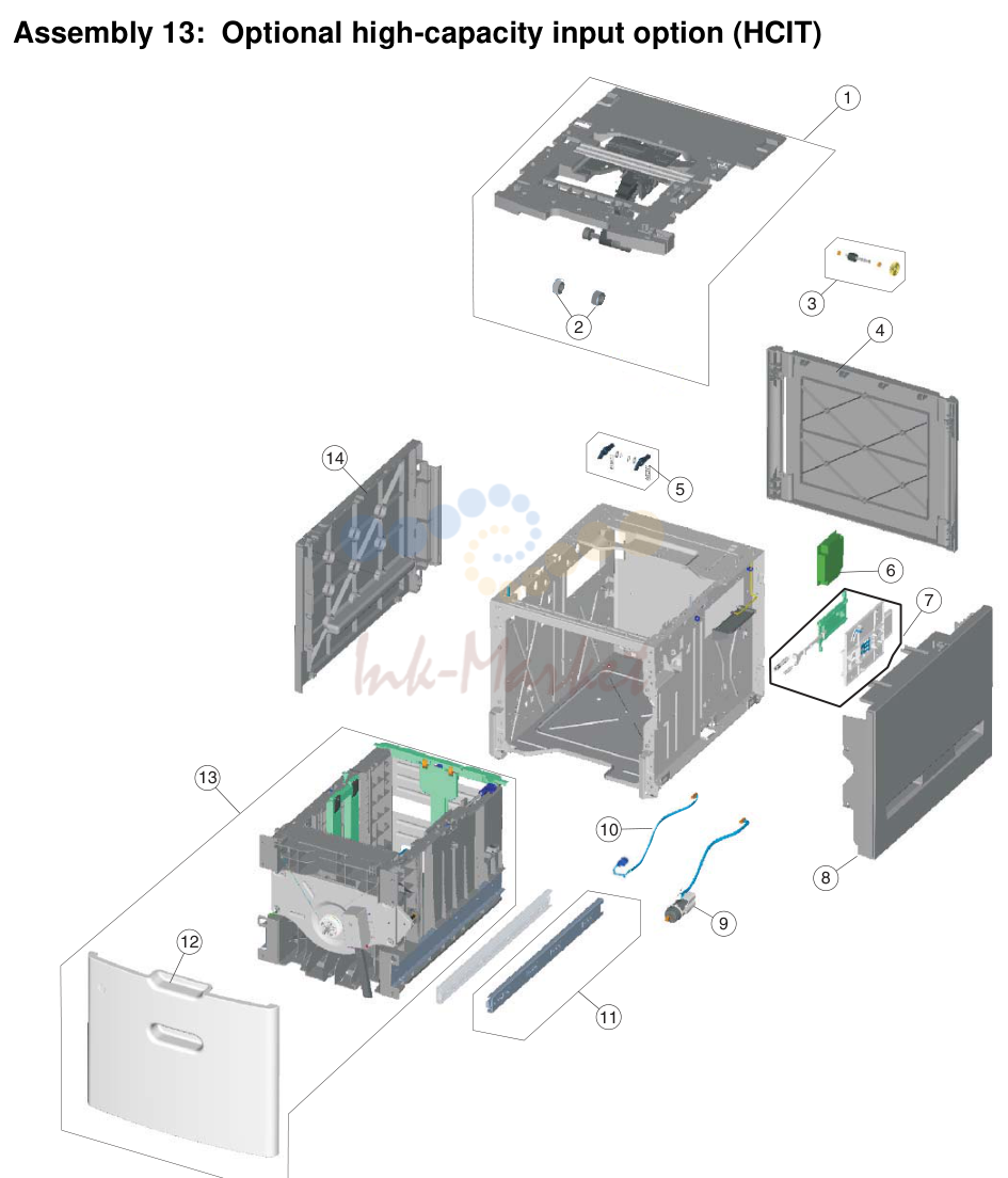 10. Assembly 13: Optional high-capacity input option (HCIT)