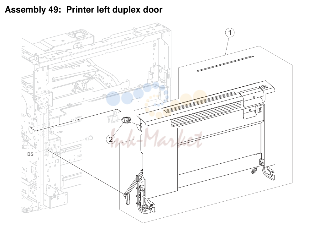 8. Assembly 49: Printer left duplex door