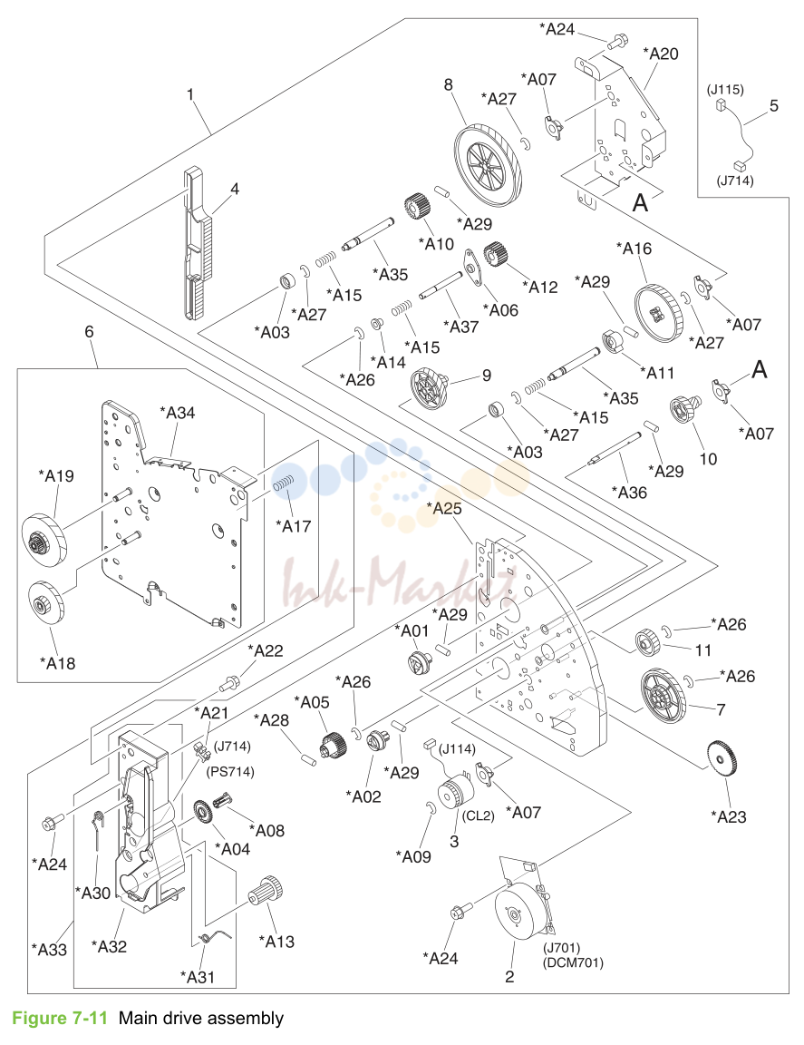 11. Figure 7-11 Main drive assembly