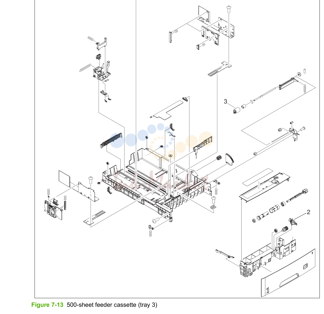 7. 500-sheet feeder cassette (tray 3)