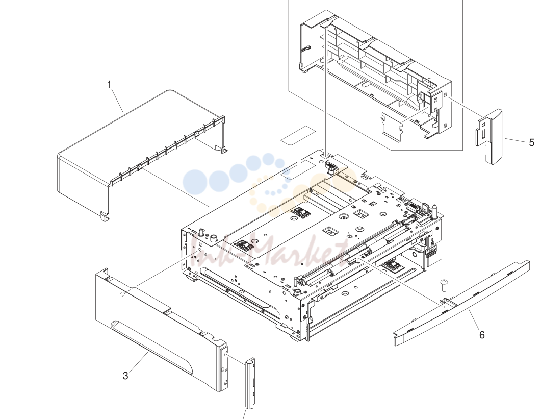 8. 500-sheet feeder, cassette, external panels and covers