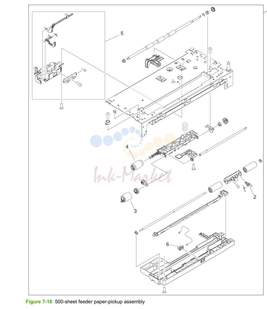 10. 500-sheet feeder paper-pickup assembly