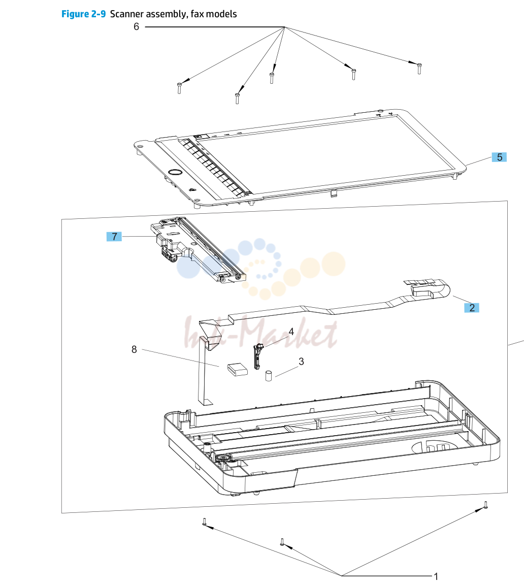 8. Scanner assembly, fax models