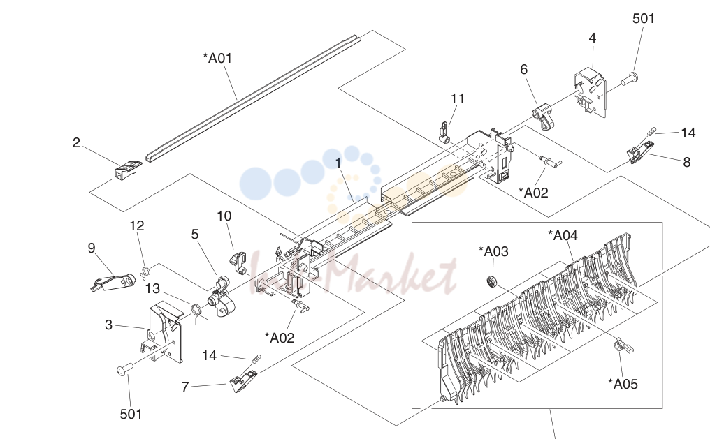25. Fuser pressure release assembly (print engine)