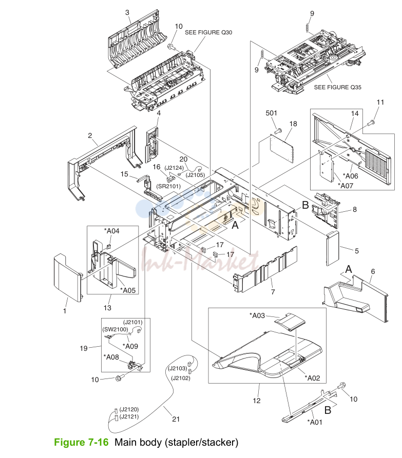13. Stapler/stacker assembly main body
