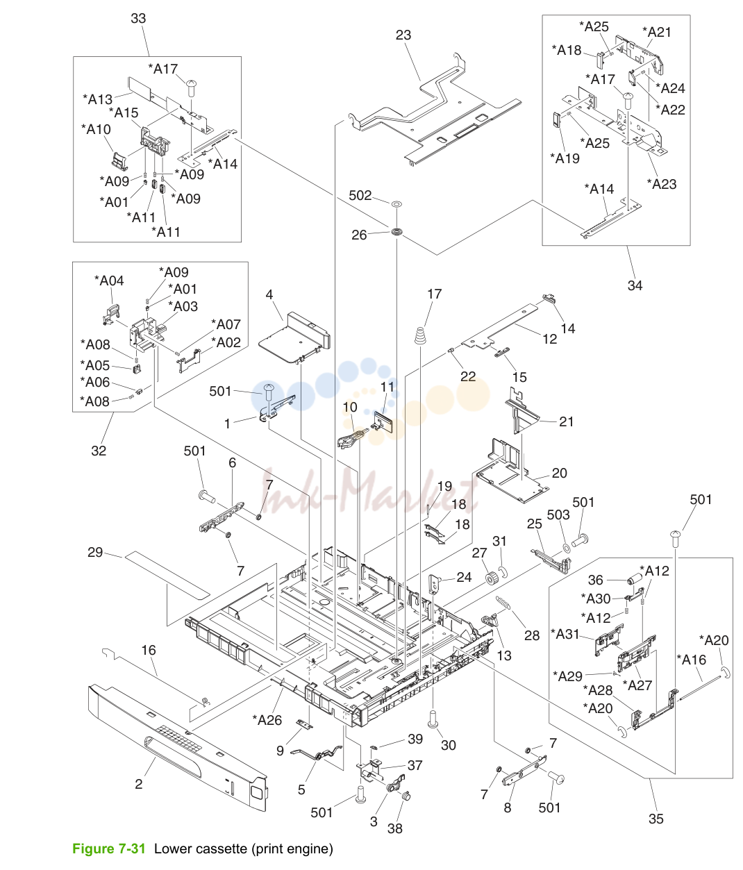 20. Lower cassette (print engine)