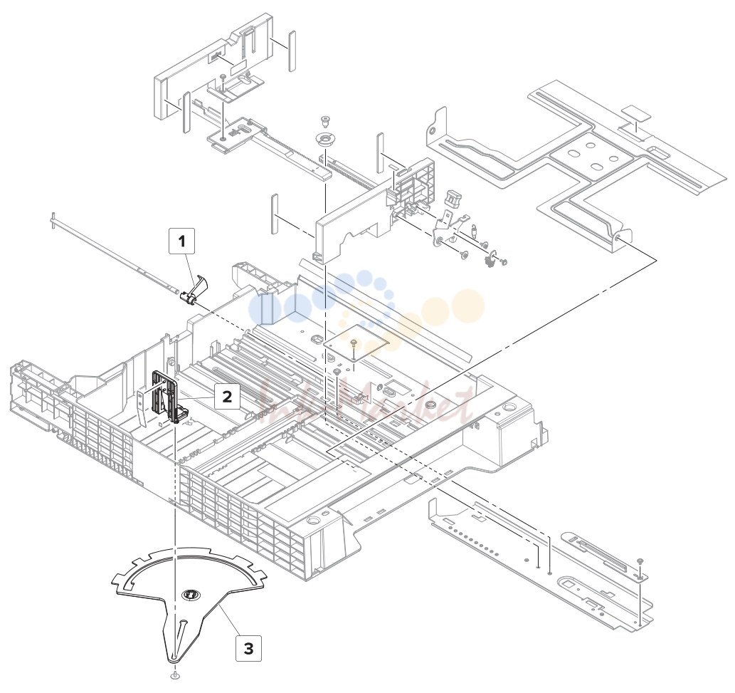 46. Assembly 53: 2 x 500 sheet tray-Tray 3 or Tray 4 frame