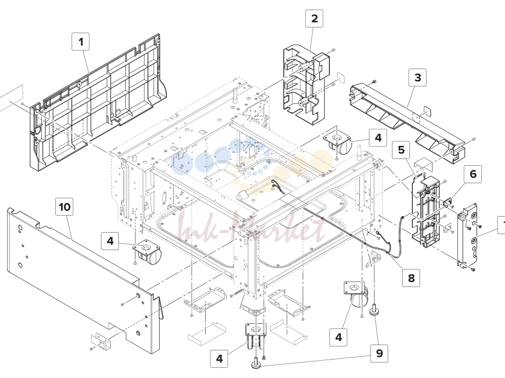 52. Assembly 64: 2500-sheet tray covers