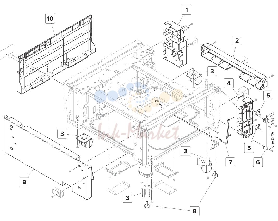 38. Assembly 43: 2 x 500 sheet tray-Covers