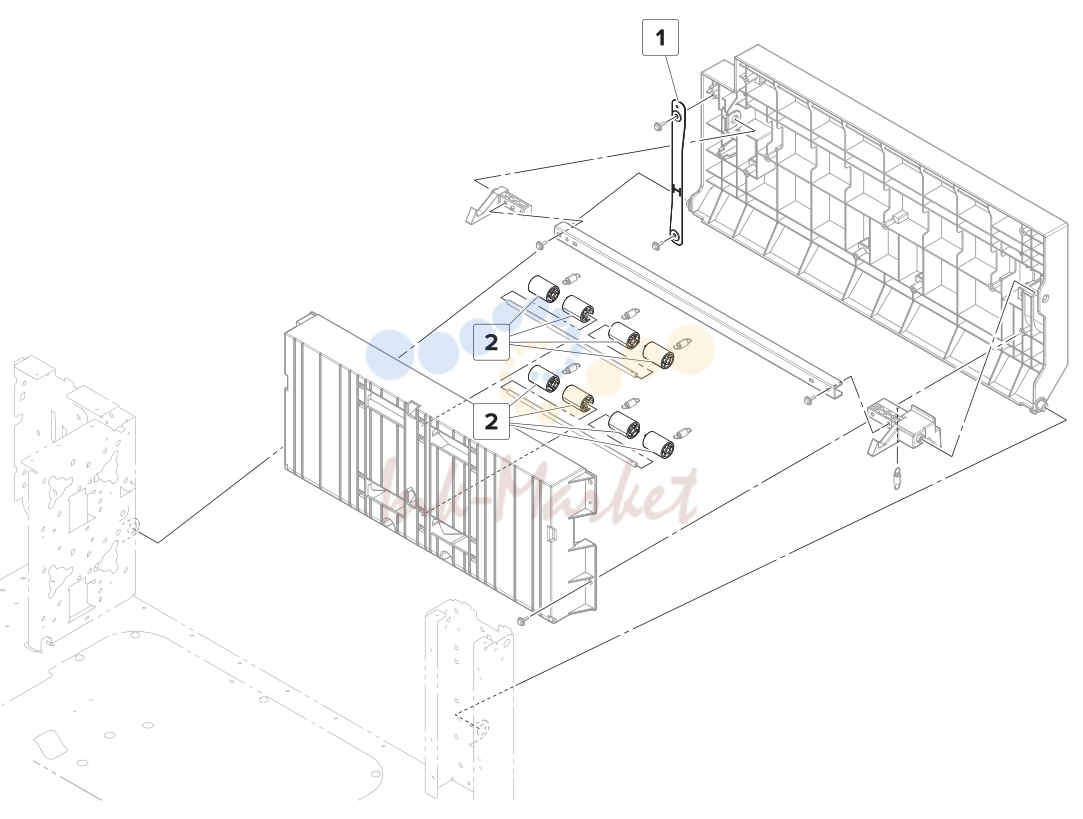 42. Assembly 47: 2 x 500 sheet tray-Paper transport
