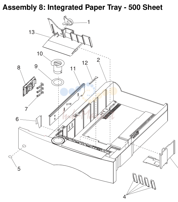 9. Assembly 8: Integrated Paper Tray - 500 Sheet