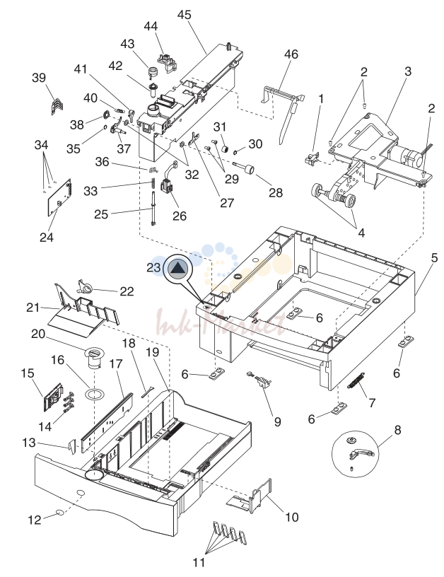 26. Assembly 16: 500-Sheet Tray