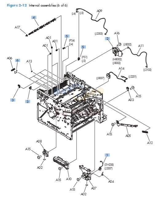HP M521 M525 Internal assemblies 6 of 6 printer parts diagram