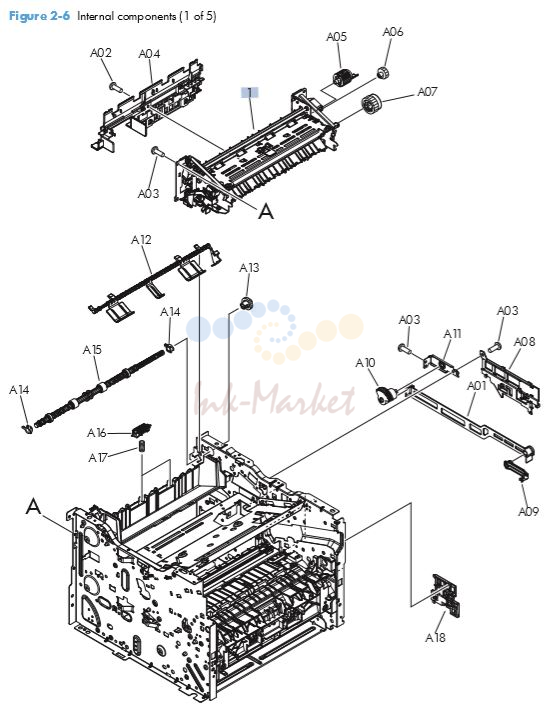 HP M401 M425 Internal assemblies 1 of 5 printer parts diagram