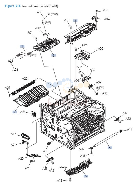 HP M401 M425 Internal assemblies 3 of 5 printer parts diagram