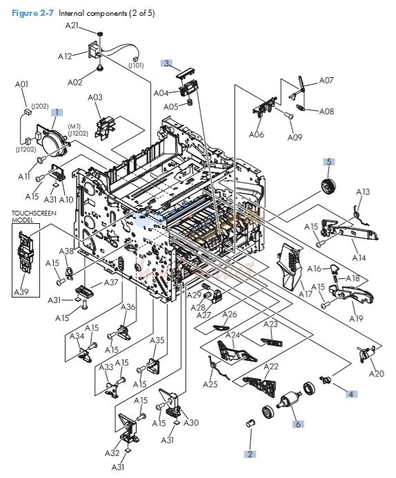 HP M401 M425 Internal assemblies 2 of 5 printer parts diagram