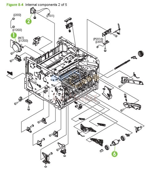 HP P2030 P2035 P2050 P2055 Internal assemblies 2 of 5 printer parts diagram