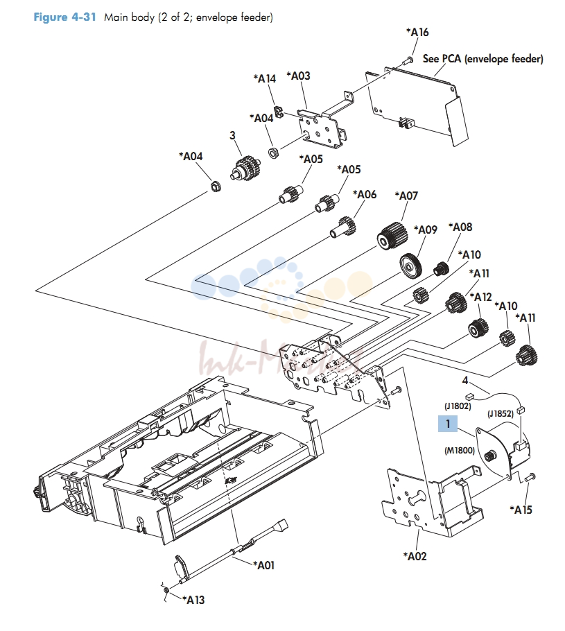 Envelop Feeder Main Body 2 of 2 M601 M602 M603 HP Laser Printer Diagrams